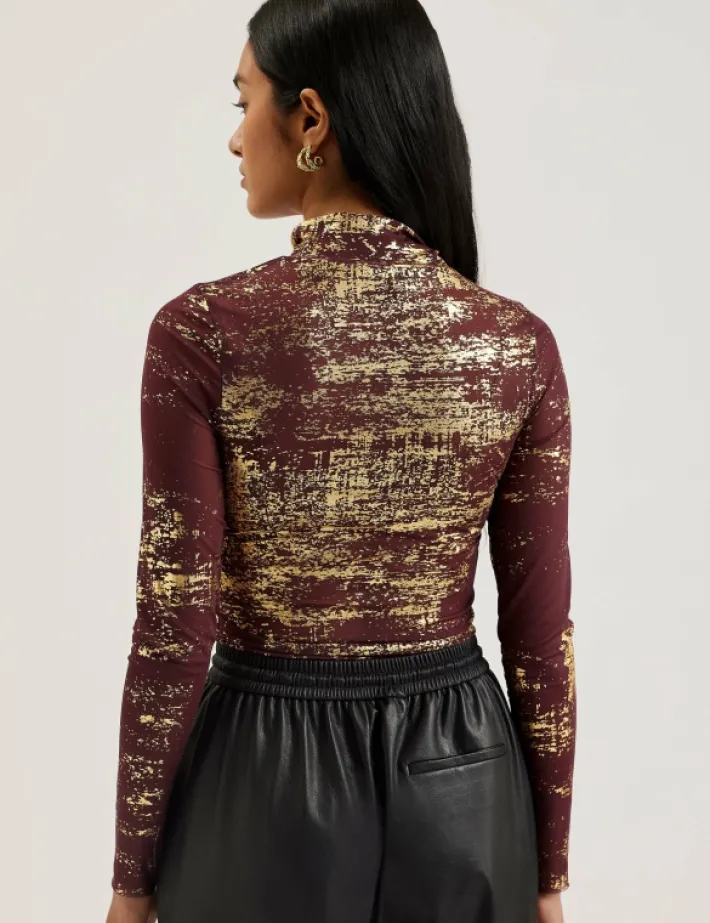 sofiy_foil_print_high_nec_4.webp Sofiy Foil Print High Neck Mesh Top<Ted Baker Discount