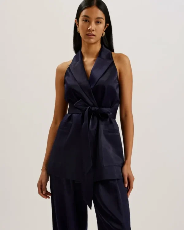 Teeru Tailored Satin Longline Vest with Belt<Ted Baker Store