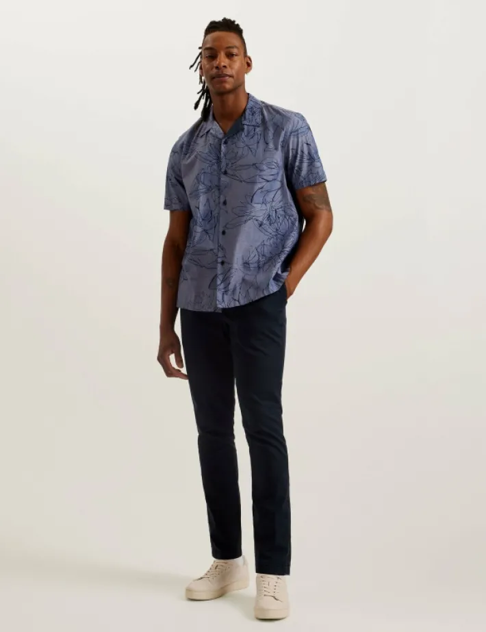 terroni_short_sleeve_flor_3.webp Terroni Short Sleeve Floral Chambray Cotton Shirt<Ted Baker Cheap