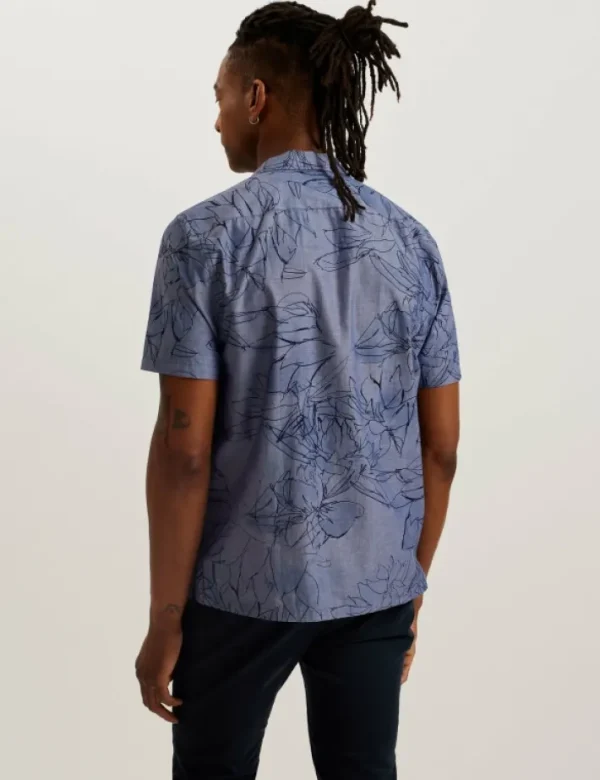 Terroni Short Sleeve Floral Chambray Cotton Shirt<Ted Baker Cheap