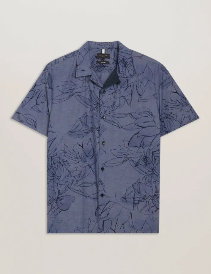 terroni_short_sleeve_flor_6.webp Terroni Short Sleeve Floral Chambray Cotton Shirt<Ted Baker Cheap