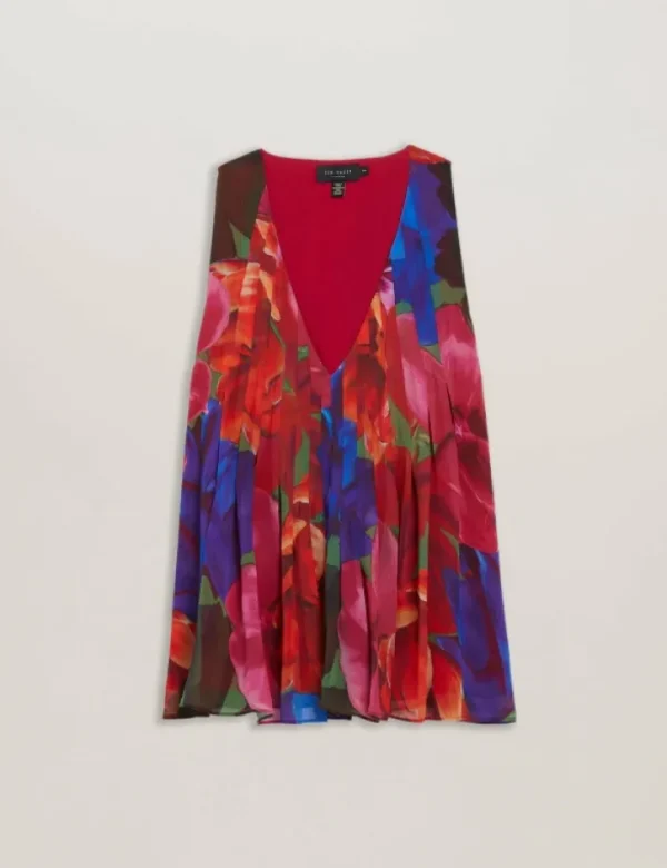 Vernoge Organza Tropical Bloom V-neck Pleated Top<Ted Baker Cheap