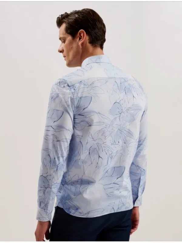 Walesby Sketched Floral Print Cotton Shirt<Ted Baker Best Sale